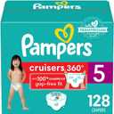 Pampers Diapers - Cruisers 360 - Size 5, 128 Count, Babyproof up to 100% Leakproof Pull-On Diaper (Size 5)