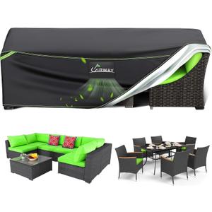 UIRWAY Patio Furniture Covers Waterproof - 126" L x 63" W x 28" H, Outdoor Furniture Set Covers Rectangular, Heavy Duty 420D Weatherproof Outdoor Couch Shield with Reflective Strips