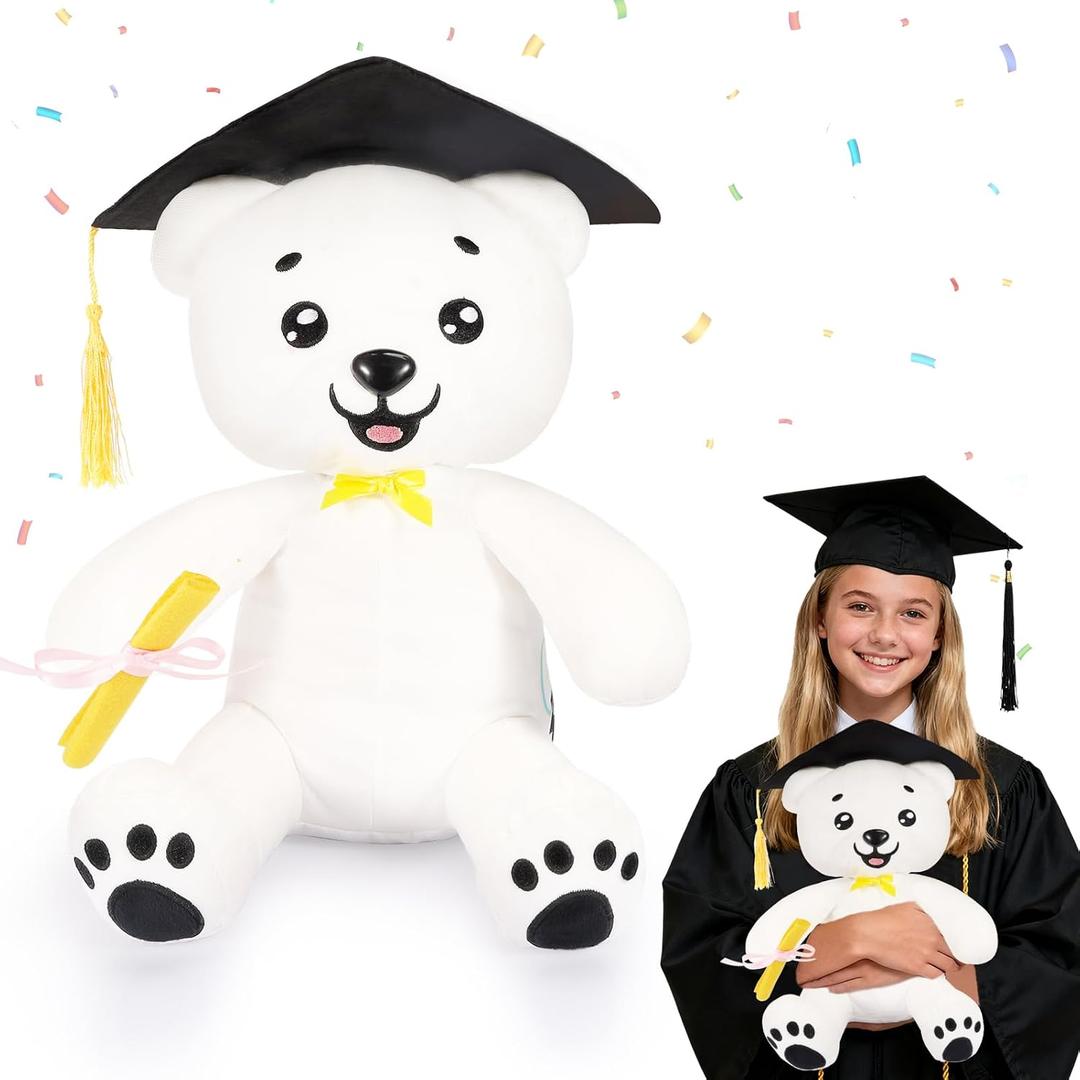 YUNVI 12 inch 2026 Graduation Autograph Stuffed Bear,Congrats Grad Graduation Plush Animal Toy Congratulations Graduation Gift for Graduate Party