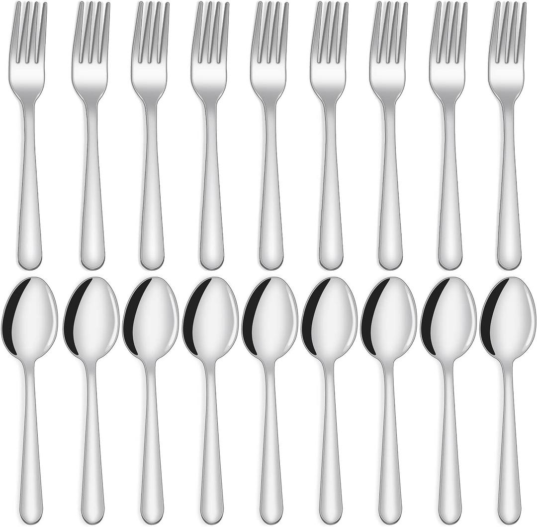 36-Piece Forks and Spoons Set, Unokit Food Grade Stainless Steel spoons and forks Set for Home, Kitchen and Restaurant, 18 Forks silverware and 18 Spoons silverware, Mirror Polished&Dishwasher Safe