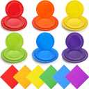 180 Pcs Rainbow Paper Plates and Napkins Set for 60 Guest Neon Rainbow Party Tableware for Gay Pride and Neon Party Decorations Supplies