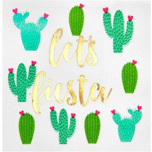 50 Pack Lets Fiesta Taco Napkins for Party, Cinco De Mayo Party Decorations, Paper Margarita Napkins (5x5 In)