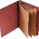 Universal UNV10290 8-Section 3-Divider Pressboard Classification Folders - Letter, Red (10/Box)