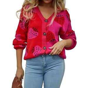 ECOWISH Women Floral Cropped Cardigan: Fall Long Sleeve Open Front Fuzzy Daisy Print Knit Sweaters Casual Y2k Outerwear L