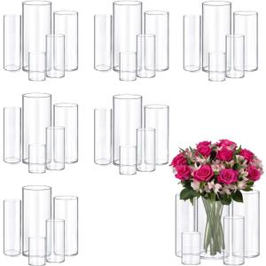 30pcs 11.8Inch Large Size Glass Vase Cylinder for Centerpieces Small Flower Glass Clear Home Decor Centerpiece Table Flower Vase Decorations for WeddingHoliday 6,7.9,10,10,11.8Inch Tall