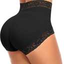 DERCA Butt Enhancer Hip Pads Lace Padded Boyshorts (Small, #B0114 Black-cp02)