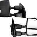 Pair Set Towing Mirrors Compatible with 1999-2016 Ford F250 F350 F450 F550 Super Duty Truck Side Tow Mirrors with Turn Signal and Auxiliary Lamp (Black)