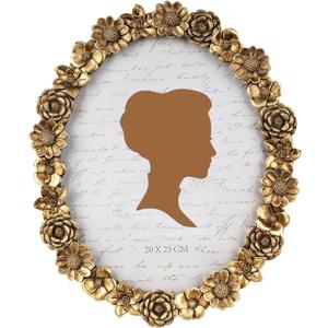 AELS 8x10 Inch Vintage Picture Frame, Elegant Antique Oval Photo Frames with Glass Front, Photo Display, Tabletop Wall Hanging, Gift Ideas, Gold Flower