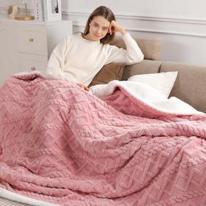 Electric Blanket Twin Heated Blanket 62''X84'' with 5 Heating Levels & 10 Hours Auto Off, ETL & FCC Certification Sherpa Heating Blanket for Home Office Use, Machine Washable, Great Gift(Pink)