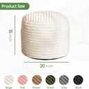 HIGOGOGO Round Stuffed Pouf Ottoman, Stripe Faux Fur Poufs with Foam Chunk Filling, Furry and Fluffy Pouf Foot Stool Storage Ottoman, 20 X 15 Floor Poufs Foot Rest for Living Room, Beige