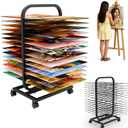 Art Drying Rack for Classroom,Art Storage Rack with 28 Removable Shelves,Metal Paint Drying Canvas Stand with Lockable Wheels, 15.15 x 10.8 inches