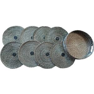 The Wicker Store 8 Pieces Natural Seagrass Placemat with Placemat Holder, Made in Vietnam