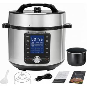 HealSmart 24-in-1 Electric Pressure Cooker 6.3 Quart, Non-Stick Stainless Steel Multi Cooker for Slow Cooking, Yogurt Maker, Steam, Rice, Bake, Dishwasher Safe, Silver