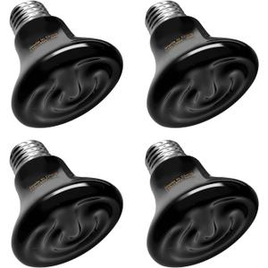 BNOSDM 50W Ceramic Heat Emitter,4 Pack Reptile Heat Lamp Bulbs,Ceramic Heat Lamp,Brooder Coop Heater for Amphibian Reptile Lizard Turtle Chicken