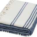 DEMMEX Organic Diamond Turkish Bath & Beach Towel - 100% Oeko-TEX Certified Cotton - Ultra-Soft, Quick-Dry, Lightweight, Compact Luxury Peshtemal Towel, Prewashed, Oversized, 71"x36", Navy Blue