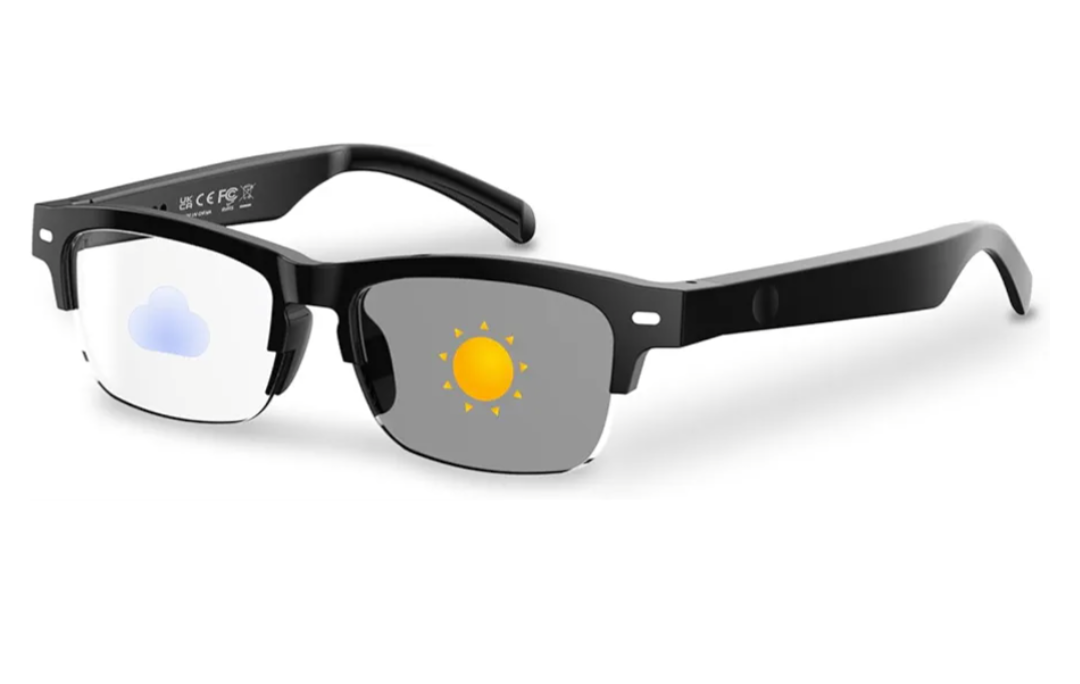 padom Smart Glasses, OpenEar Sound Mic & Speakers, Smart Audio Polarized Sunglasses with Photochromic Lenses, IPX4 Waterproof, Voice Assistant, Unisex Bluetooth Glasses for Travel, Working & Driving