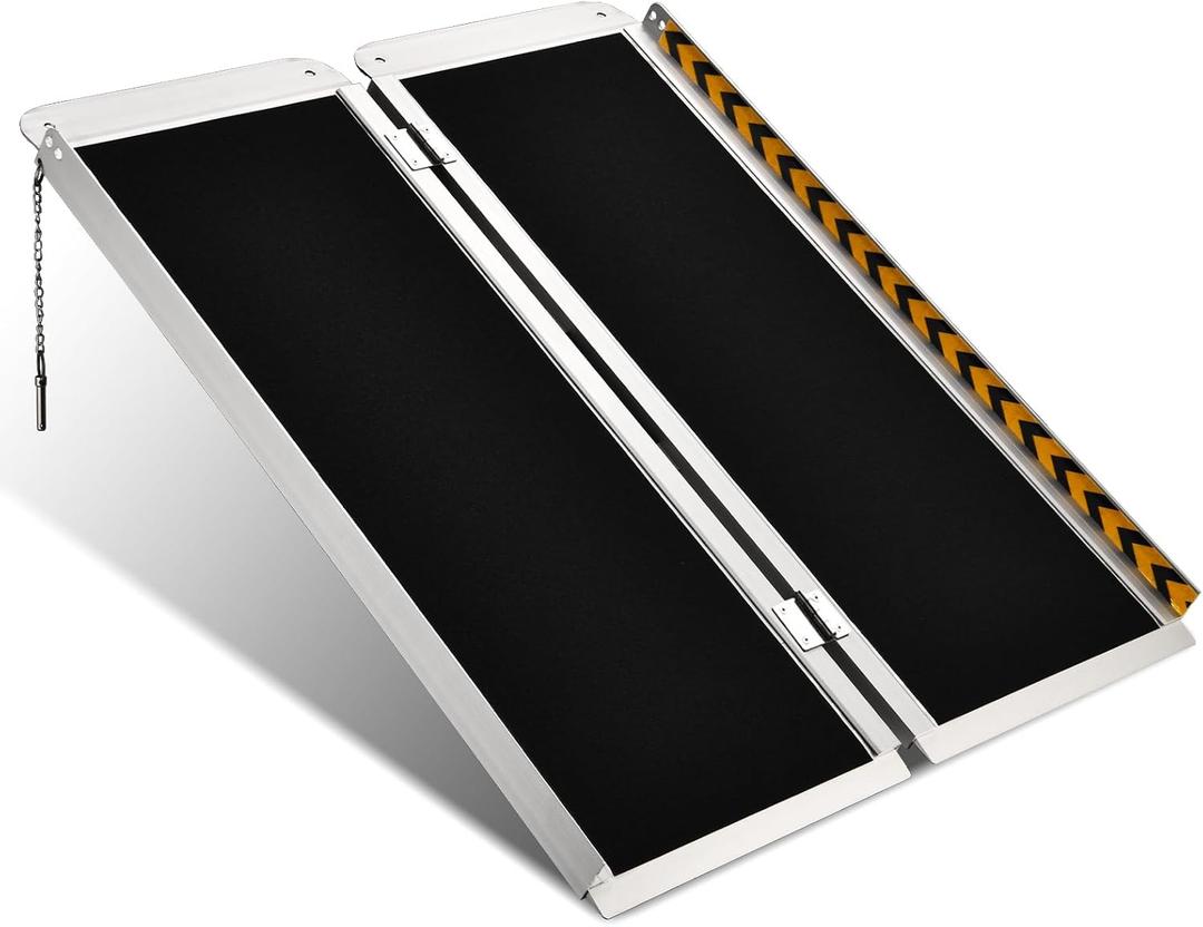 3FT Wheelchair Ramp, Non-Slip Portable Aluminum Ramp for Disabled Single-Fold 800lbs Weight Capacity for Steps Stairs and Thresholds