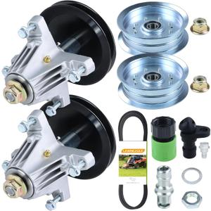 918-06991 Spindle Assembly for Craftsman T110 Huskee 42" Decks | with 756-05034A Idler Pulley 1/2x97 954-04060C Belt Deck Wash Kit for Huskee LT4200 Craftsman T1200 Troy Bilt Pony 42" Mowers