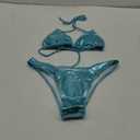 Women Metallic Bikini Swim Sexy Silver Swimsuit Triangle Top and Bottom Set,S