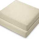 DoubleFill 2 Pcs Outdoor Ottoman Cushion 23"x19"x3" Waterproof Fade Resistant Outdoor Footstools Cushion Removable Patio Ottoman Cushions with Adjustable Fixing Strap for Stool (Beige)