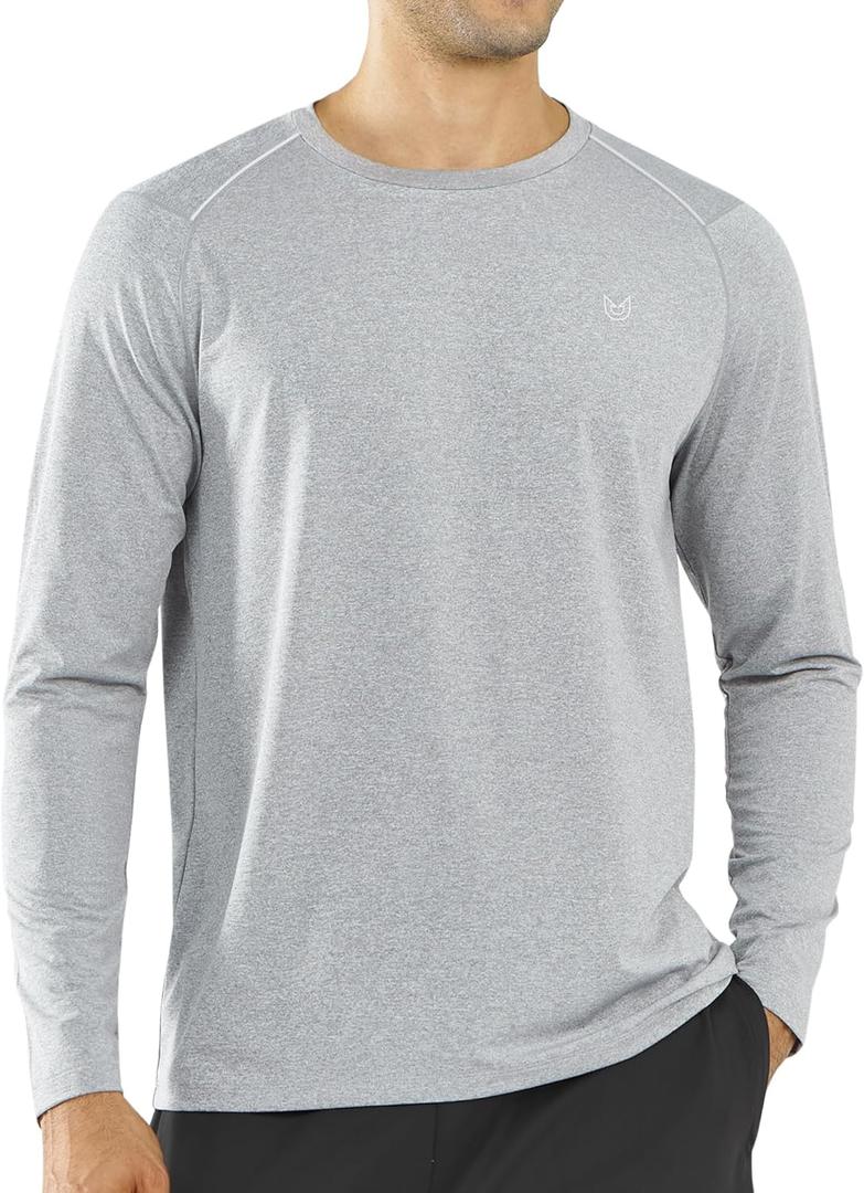 NORTHYARD Men's Long Sleeve Running Shirts Quick Dry Athletic Workout Gym Sun Protection UPF 50+ Shirt Hiking Swim Rash Guard (Greyheather, M)