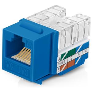 Everest 90 Angled RJ45 Cat6A Keystone Jacks 50-Pack in Blue - Slim Profile Female RJ45 Connectors - Cat 6A Keystone Jack - Compatible with 90 Angled Speed Termination Tool - easyJACK (B094WB91H3)