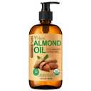 Yoken Organic Almond Oil 16 fl oz, USDA 100% Pure Cold Pressed Almond Oils in Glass Bottle, Natural Moisturizer for Face, Hair & Body, Ideal Carrier Oil for Skin Care, DIY Beauty & Soothing Massage