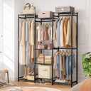 HOMIDEC Wardrobe Closet, 4 Hanging Spaces Portable Clothes Rack,Free Standing Closet Organizer and Storage System with Hanging Rods,Clothing Rack Suitable for Cloakroom,Bedroom,Entrances,etc.Black