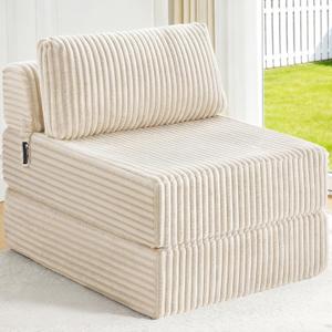 Folding Sofa Bed Convertible 4 in 1 Sleeper Chair Beige Single XL