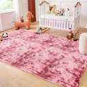 Andency Soft Area Rugs for Living Room Bedroom, 3x5 Non-Slip Fluffy Shag Carpet, Indoor Floor Fuzzy Shaggy Living Room Plush Rug for Kids Dorm Nursery Home Decor Aesthetic, Tie-Dyed Dark Red