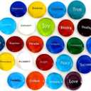 Lifeforce Glass Focus Glass Stones, 24 Inspiring, Encouraging and Motivating Single Words Imprinted on Glass Stones, Inc. Set I.