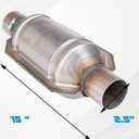 2.5" Universal Catalytic Converter, 2.5 Inch Inlet/Outlet High Flow Front Cat Converter Direct-Fit with O2 Port & Heat Shield, Universal Catalytic Convertor Stainless Steel 2PCS (EPA Compliant)