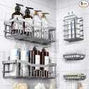 EUDELE 5-Pack Rustproof Stainless Steel Shower Caddy No Drill Adhesive Bathroom Organizer with Large Capacity, Spacious Shower Shelves for Inside Shower, Kitchen & Home Decor Storage-XL Size