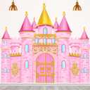 Panelee Princess Castle Party Decorations, Pink Castle Backdrop Photo Prop, 7 x 5 ft Large Princess Birthday Party Decoration for Girls Photo Background Birthday Supplies
