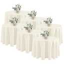 Fitable 6 Pack Ivory Round Tablecloths - 120 Inches in Diameter - Stain Resistant and Washable Table Clothes, Polyester Fabric Table Covers for Wedding, Party, Banquet, Formal Events
