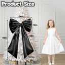 Black Bow Decor, 40 x 24 Inches Large Big Black Bow Party Decorations for Backdrop Birthday Wedding Bride, Huge Satin Ribbon Tie Hanging Wall Decor for Her (Satin, Internal Stability Layer)