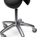 TASALON Saddle Stool - Ergonomic Saddle Chair - Comfortable Saddle Stool with Wheels - Swivel Salon Cutting Stool for Kitchen, Salon, Spa, Tattoo, Pedicure, Massage -Esthetician Chair Black, 17" x 16" x 7"