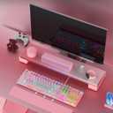 AULA F2088 Typewriter Mechanical Keyboard, Pink Retro Wired Gaming Keyboard with Blue Switches, Rainbow Backlit, Round Keycaps, Media Knob & Removable Wrist Rest