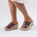 Luoika Women's Wide Width Wedge Slides Sandals, Slip on Platform Wedge Pump Heel Casual Summer Sandals.