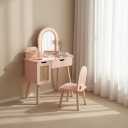 Kids Vanity Set with Lighted Mirror & Pretend Play Accessories, Pink Toddler Makeup Table and Chair Set with Storage Drawer, Princess Dressing Table for Little Girls Ages 3+, 23.6"L x 11.5"W x 36.2"H