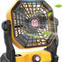 Camping Fan with LED Lantern, 36 Hours 9 Inch Portable Rechargeable Battery Powered Fan with Stepless Speed and Quiet Battery Operated for Picnic, Barbecue, Fishing, Travel, Home, Tent (10400 mAh, Yellow)