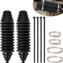 Steering Rack Boot Kit, Universal Steering Rack and Pinion Tie Rod Boots, Dustproof Silicone Inner Tie Rod Boot Set with Rack and Pinion Bellow Cable Ties and Clamps (Black)