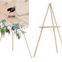 DJAR 63" Wooden Easel Stand for Sign, Dual-use Adjustable Height, Wood Floor Display Easel for Wedding, Welcome Board, Poster, Picture, Photo- Rose Gold
