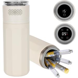 Electric Insulin Cooler Travel Case, 35F-68F Custom & Display Temperature Portable Insulin Refrigerator (6 Insulin Pens) with Portable Cup Sleeves, Supports Mobile Power Cooling