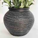 10'' Handmade Clay Black Rustic Textured VaseRustic Round Black Terracotta Farmhouse Vase Heavyweight