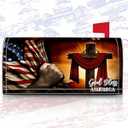 Blosssound Patriotic American Flag Mailbox Cover Magnetic God Bless Cross Mail Wraps Decor Standard Size 21x18 in 4th of July Independence Day Letter Box Cover for Fourth of July Garden Yard Outdoor