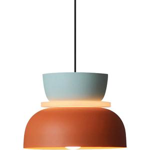 Qufute Mid Century Modern Ceiling Pendant Light, Orange Navy 2 Colors Barn Macaron Shade, Aluminum Nordic Modern Pendant Light Fixture, Colorful Chandelier Pendant Lights for Kids Room, Size L (1 Light)