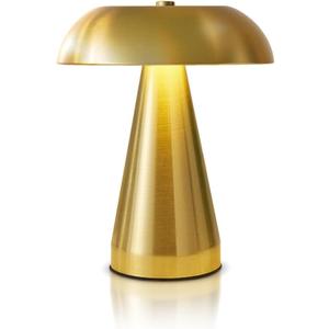 Leroxo Portable LED Desk Lamp, Cordless Metal Table Lamp, 3-Color Touch Control Rechargeable Light, 3-Levels Brightness Room Decor, Bedside & Dining Room Light (Gold)