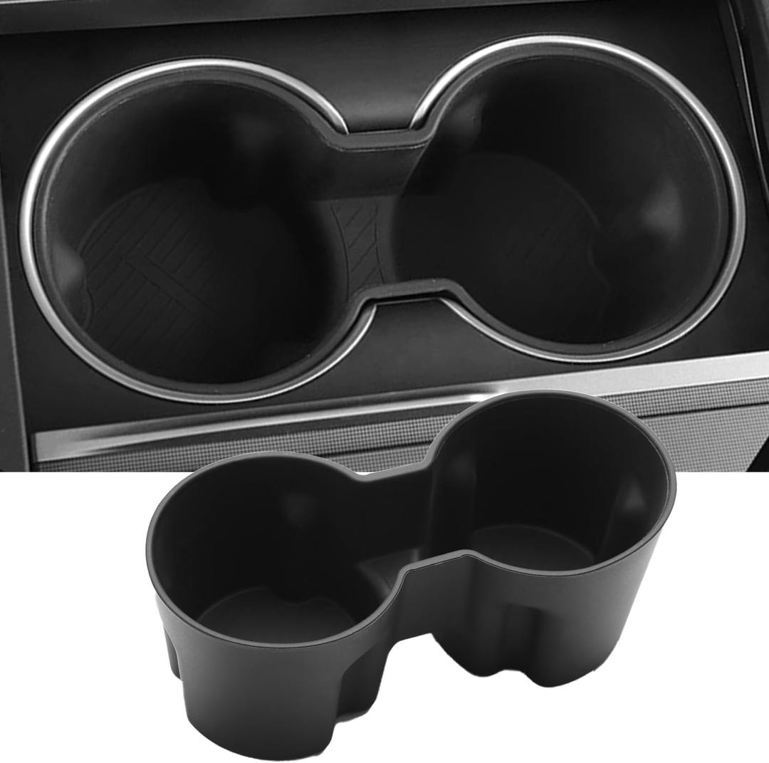 Cup Holder Insert for Tesla Highland Model 3 2024, Car Center Console Silicone Shockproof Cup Holder for 2024 Model 3, Removable Washable Drink Holder for Tesla Interior Accessories (Black)