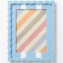 Wavy Edge Wooden Real Glass Photo Frame for Tabletop and Wall Hanging, Blue